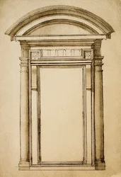 Una puerta; dibujo de Miguel Ángel. Casa Buonarroti, Florencia